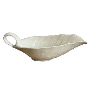 Lenox Leaf Gravy Boat Open Sauce Fine Porcelain Serving Dining Ivory Vintage USA
